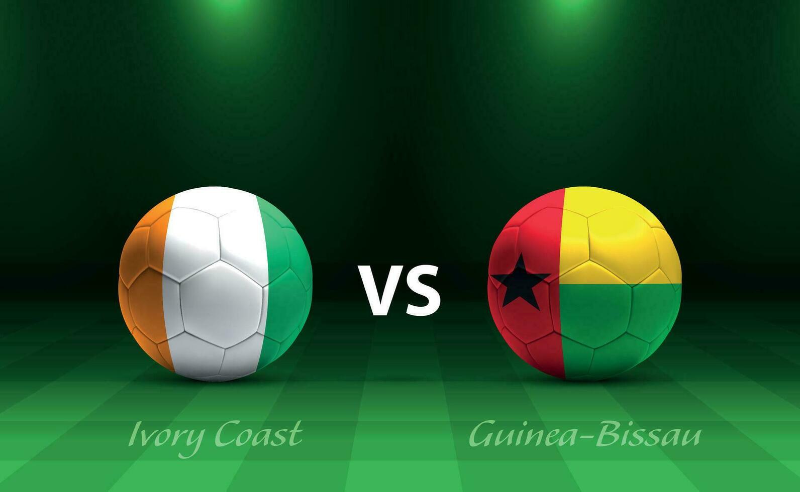 Elfenbein Küste vs. Guinea-Bissau Fußball Anzeigetafel Übertragung Vorlage vektor