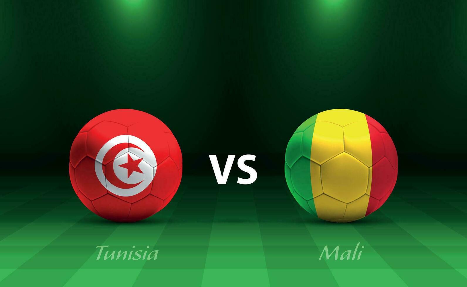 Tunesien vs. Mali Fußball Anzeigetafel Übertragung Vorlage vektor