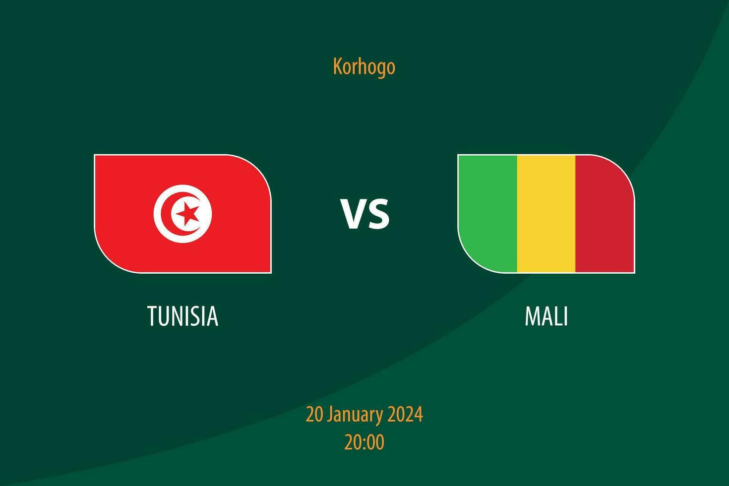 Tunesien vs. Mali Fußball Anzeigetafel Übertragung Vorlage vektor