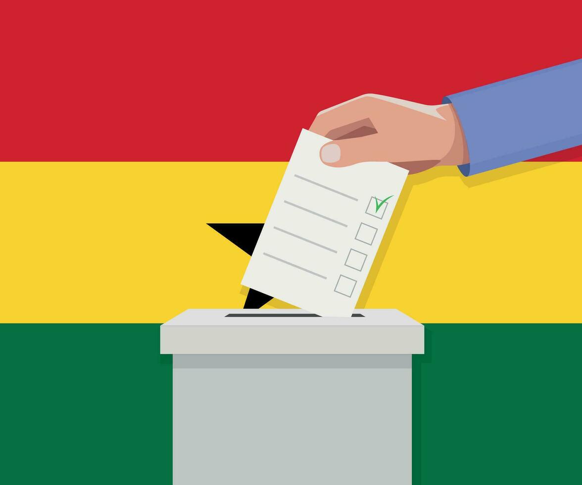 Ghana Wahl Konzept. Hand setzt Abstimmung Bekanntmachung vektor