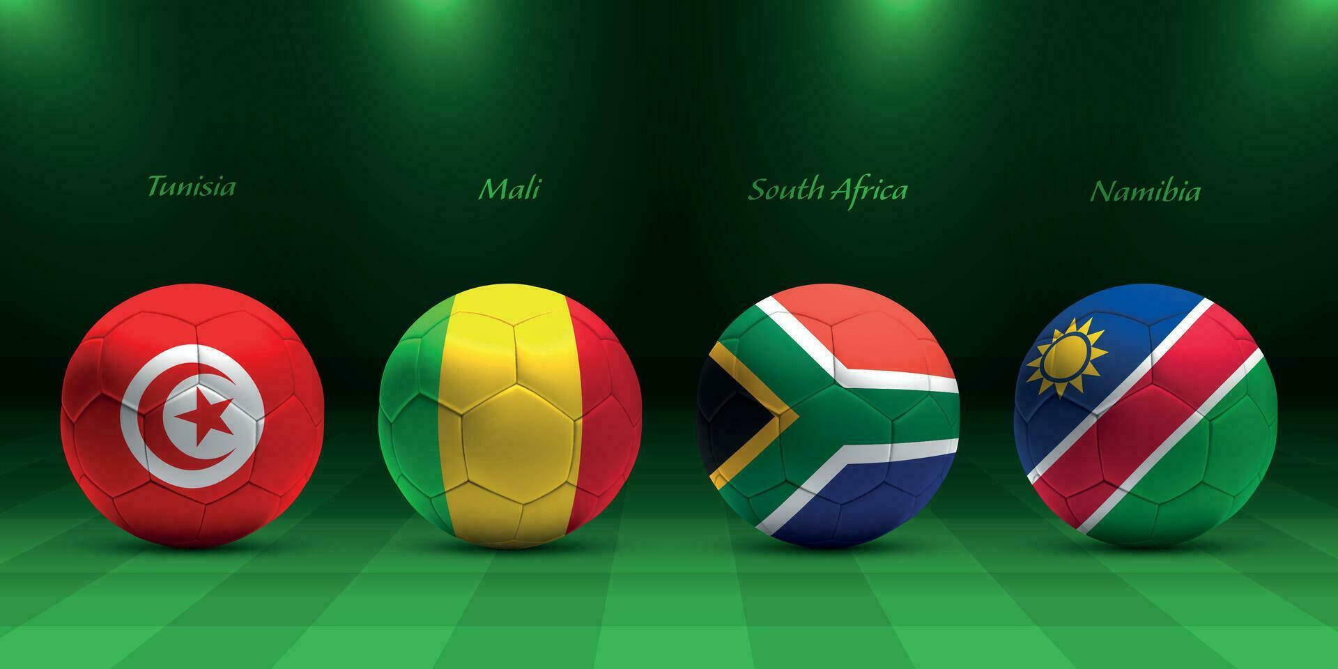 afrikansk turnering 2023, grupp e flaggor av afrika länder vektor