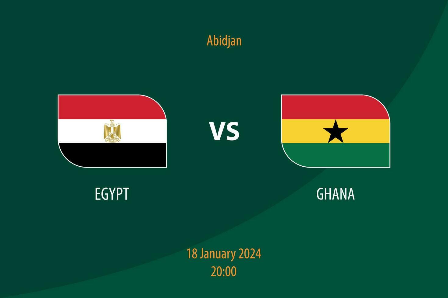 Ägypten vs. Ghana Fußball Anzeigetafel Übertragung Vorlage vektor