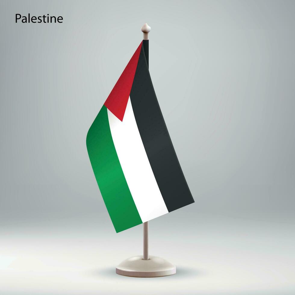 flagga av palestina hängande på en flagga stå. vektor