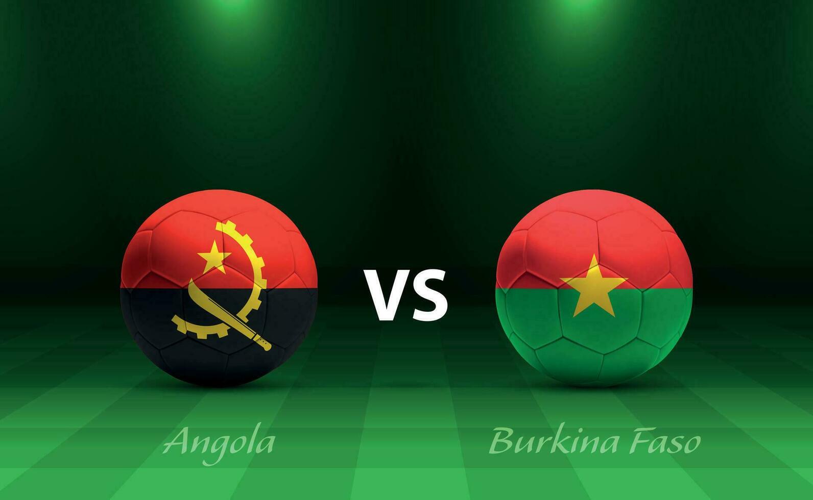 Angola vs. Burkina Faso Fußball Anzeigetafel Übertragung Vorlage vektor