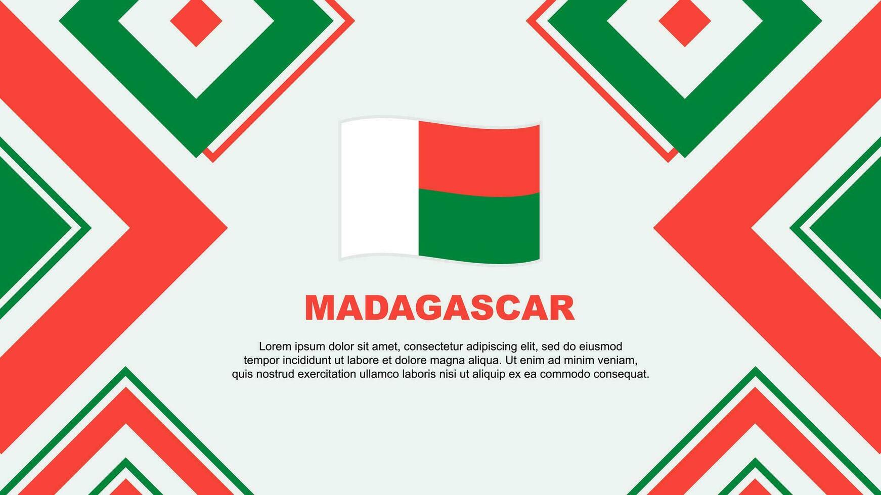 Madagaskar Flagge abstrakt Hintergrund Design Vorlage. Madagaskar Unabhängigkeit Tag Banner Hintergrund Vektor Illustration. Madagaskar Unabhängigkeit Tag