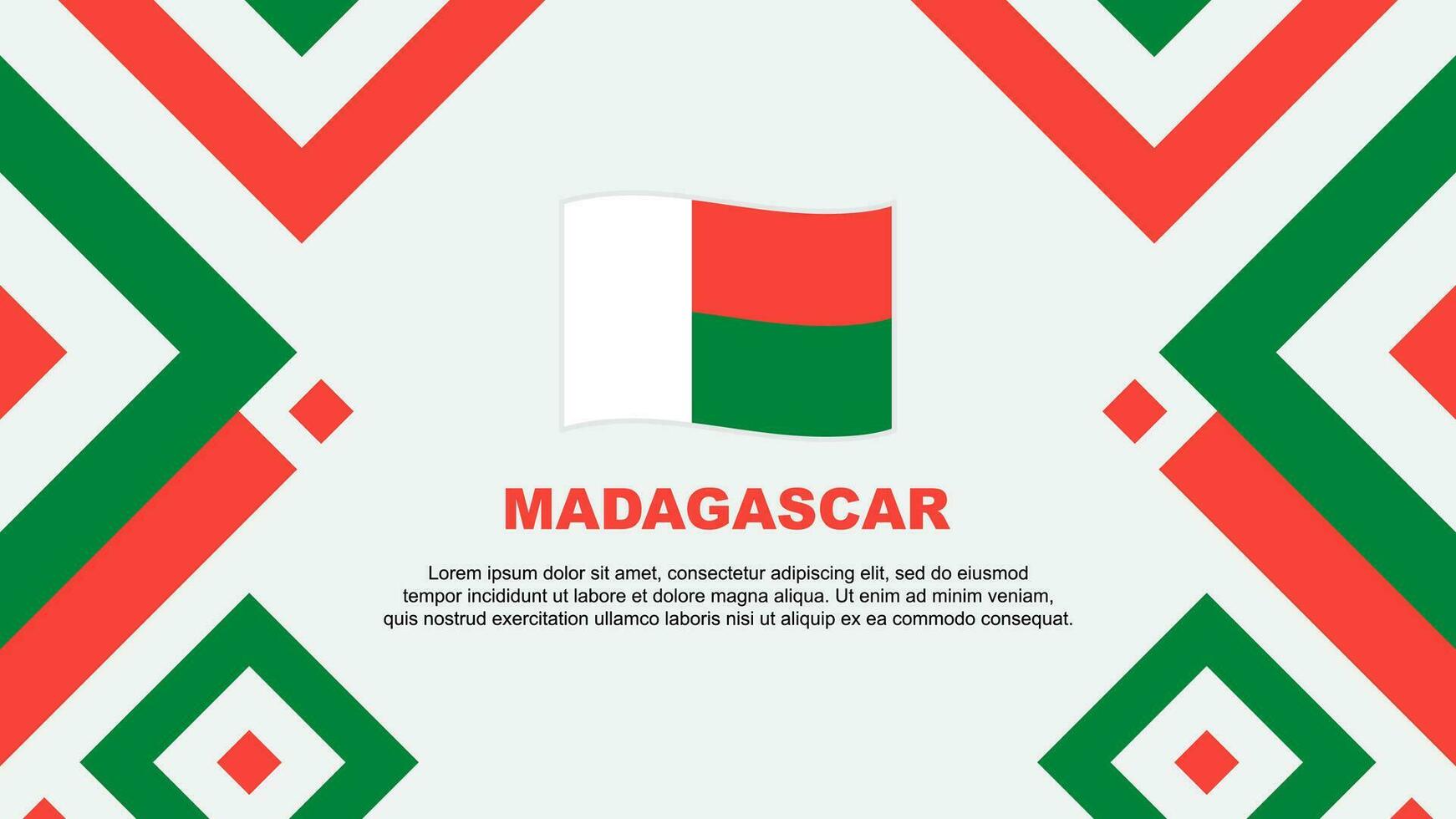 Madagaskar Flagge abstrakt Hintergrund Design Vorlage. Madagaskar Unabhängigkeit Tag Banner Hintergrund Vektor Illustration. Madagaskar Vorlage