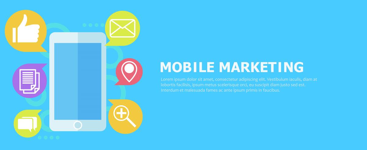 Mobile Marketing Banner. Telefon mit Icon Mail. Flache Vektorillustration vektor