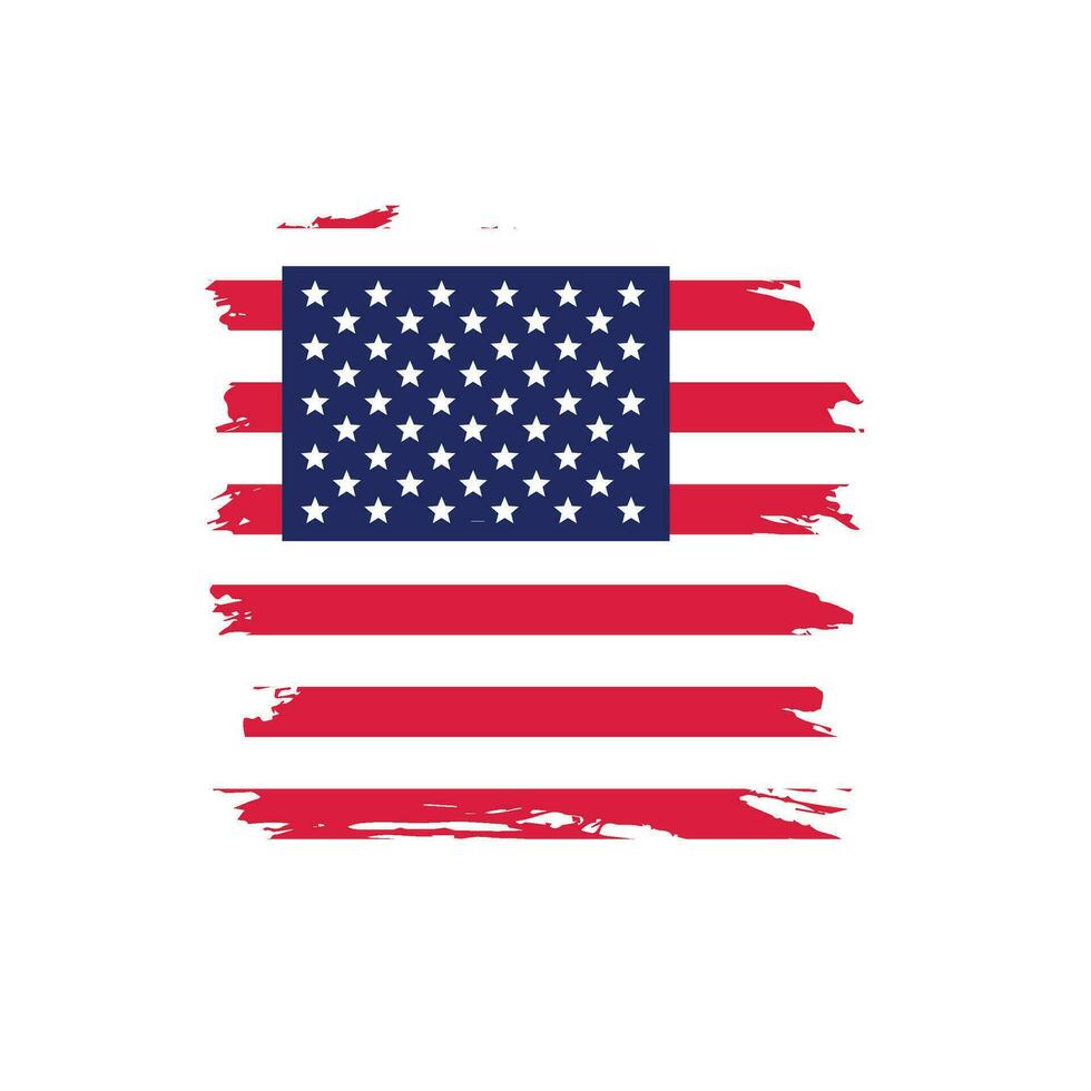 flagga av USA i borsta stroke bakgrund. vektor