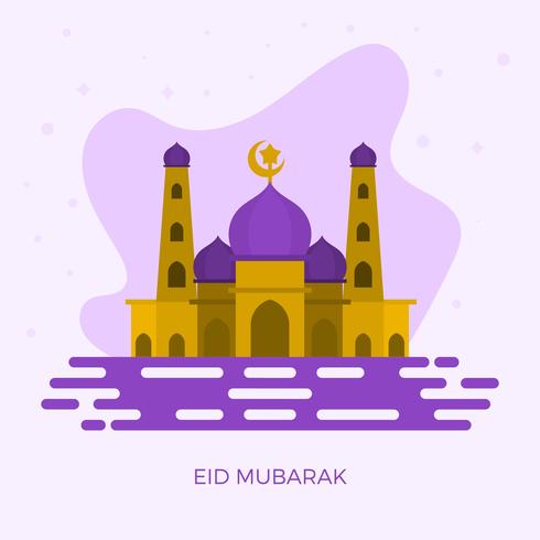 Flat Eid Mubarak Hälsningar Vektorillustration vektor