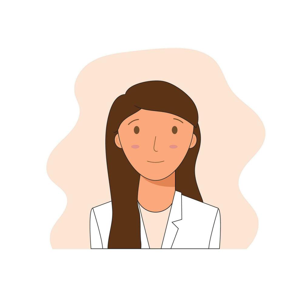 Porträt von ein lächelnd Frau mit Messe Haut. weiblich Forscher, Labor Assistent, Arzt, Chemiker. ein Benutzerbild zum ein Frau Profil vektor