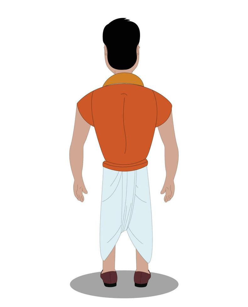 indisch Bodybuilder zurück Aussicht Charakter Design zum Karikatur Animation vektor