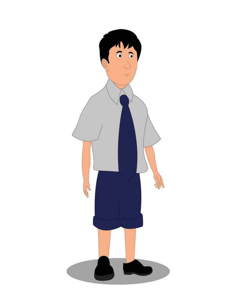 Schule Junge drei Quartal Aussicht Charakter Design zum Karikatur Animation vektor