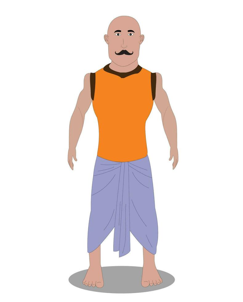 indisch pehelwan Vorderseite Aussicht Charakter Design zum Karikatur Animation vektor