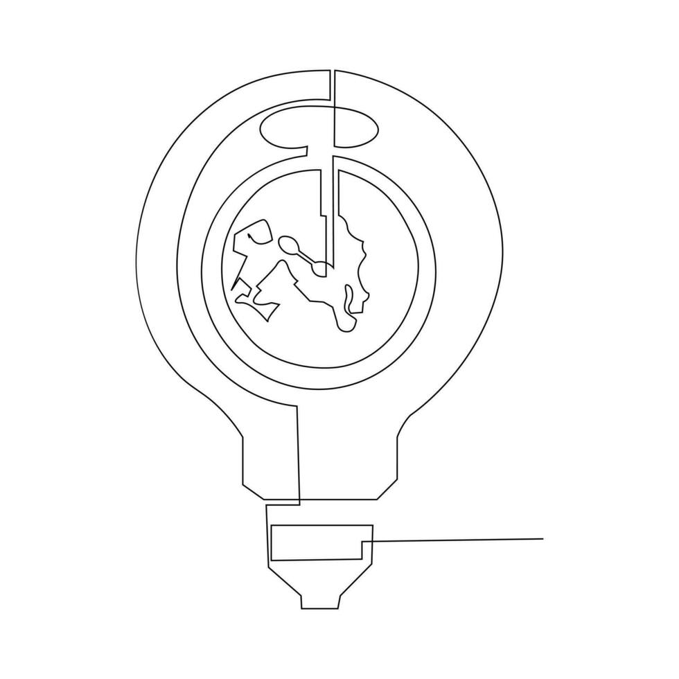 kontinuierlich Single Linie Erde Globus Welt Karte Gliederung Vektor Kunst Zeichnung und Welt Erde Stunde Konzept einfach Design