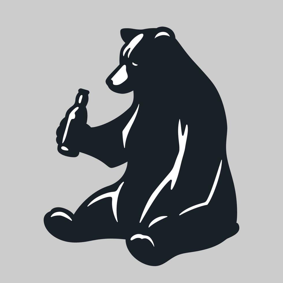 Björn med flaska av hantverk öl i hans Tass vektor