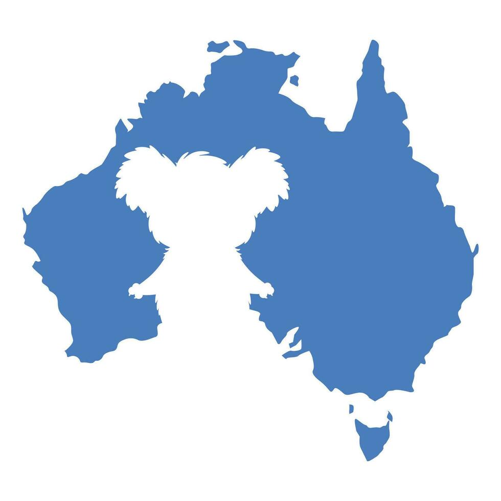 grå koala Björn skära ut från en Karta av Australien vektor