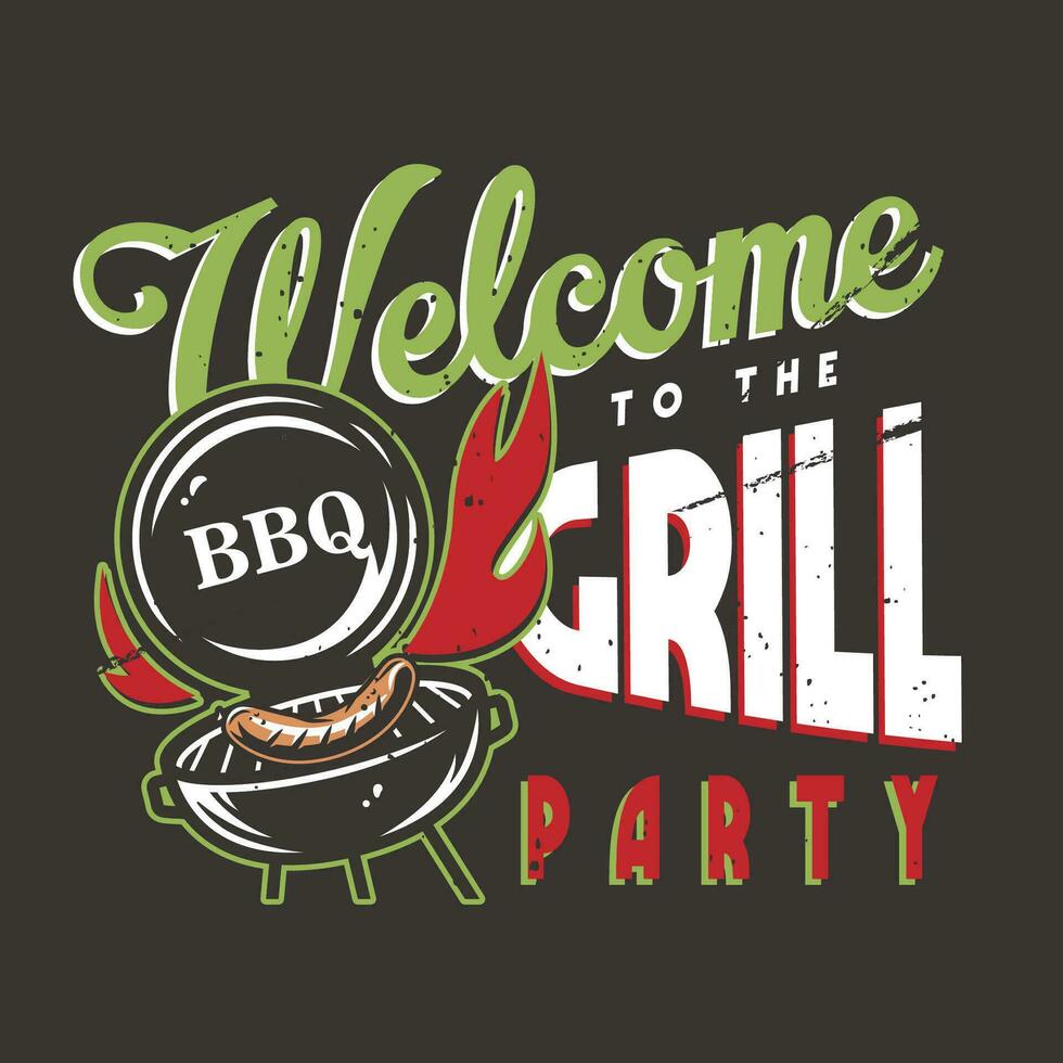 T-Shirt drucken mit Grill Hersteller oder Grill Würstchen vektor