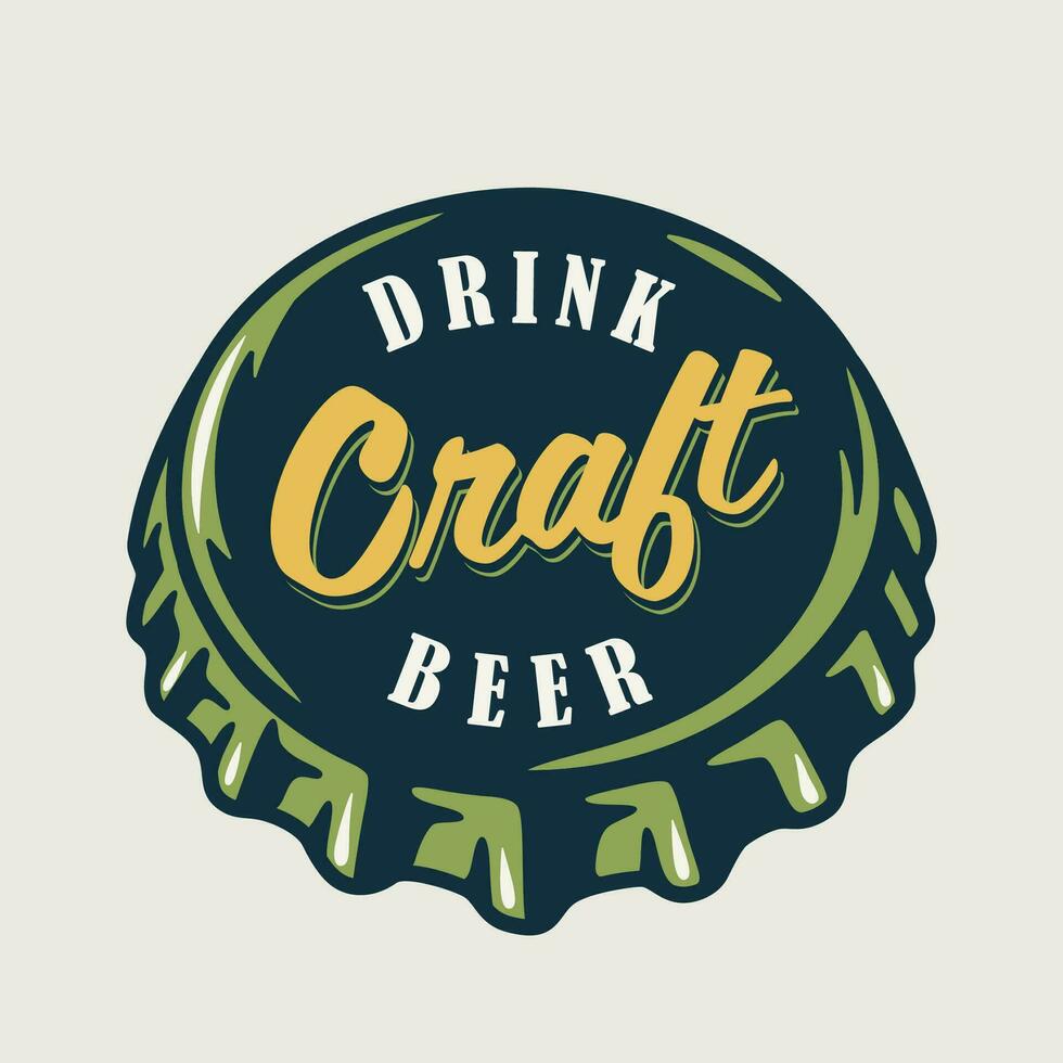 färgad emblem med metall kork från en öl flaska vektor