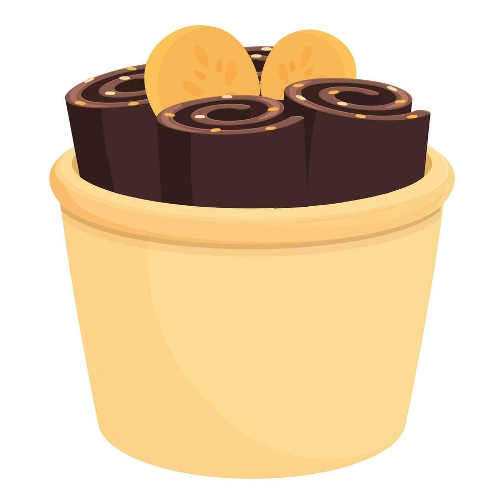 choklad is grädde rulla ikon tecknad serie vektor. frukt meny vektor
