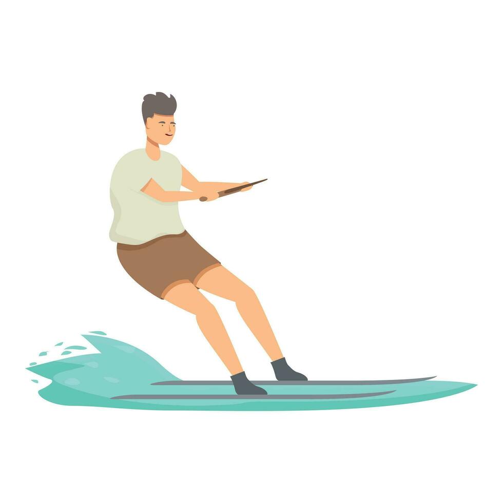 glücklich Junge Wasser Skifahren Symbol Karikatur Vektor. Ausrüstung Strand vektor