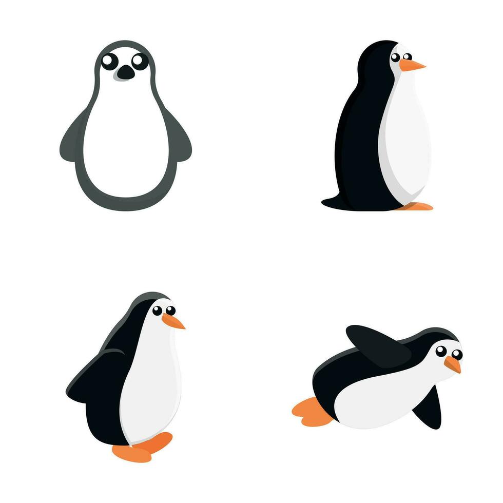 pingvin ikoner uppsättning tecknad serie vektor. söt liten pingvin vektor