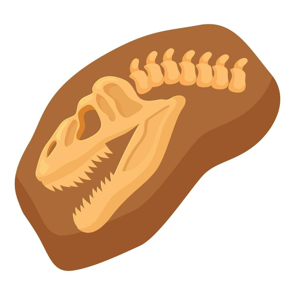 Kopf Dino Fossil Symbol Karikatur Vektor. Boden Schlamm Schicht vektor