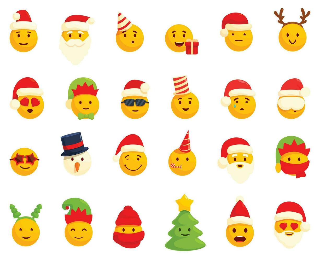 Weihnachten Emoticons Symbole einstellen Karikatur Vektor. Santa claus vektor