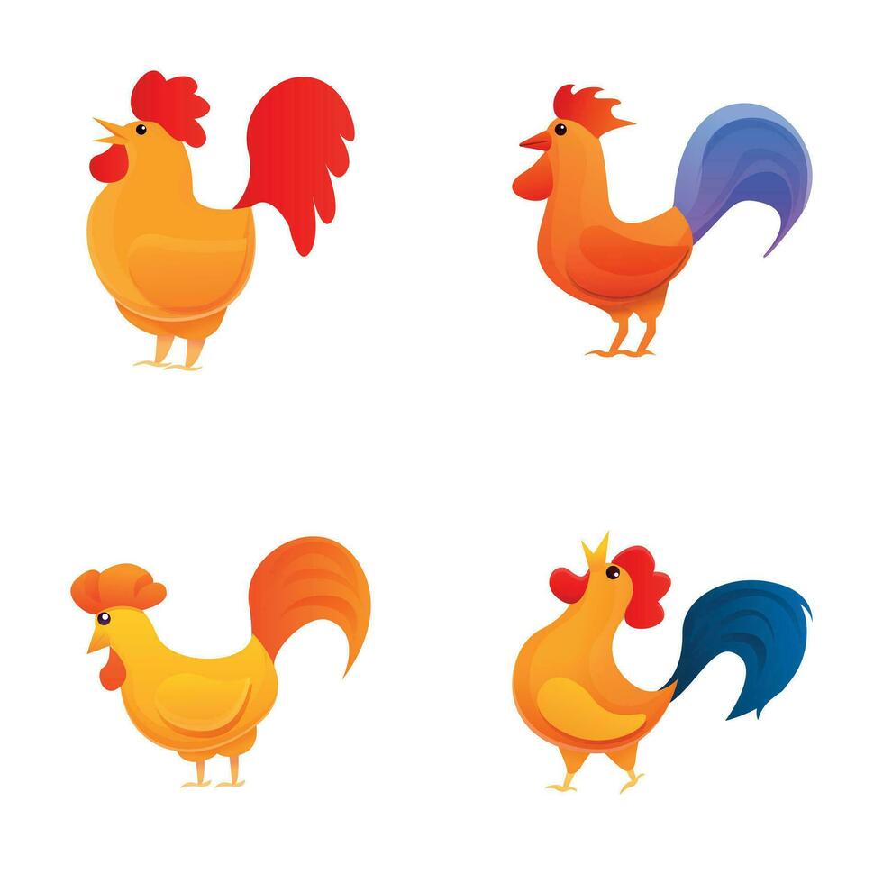 kuk ikoner uppsättning tecknad serie vektor. inhemsk fågel vektor
