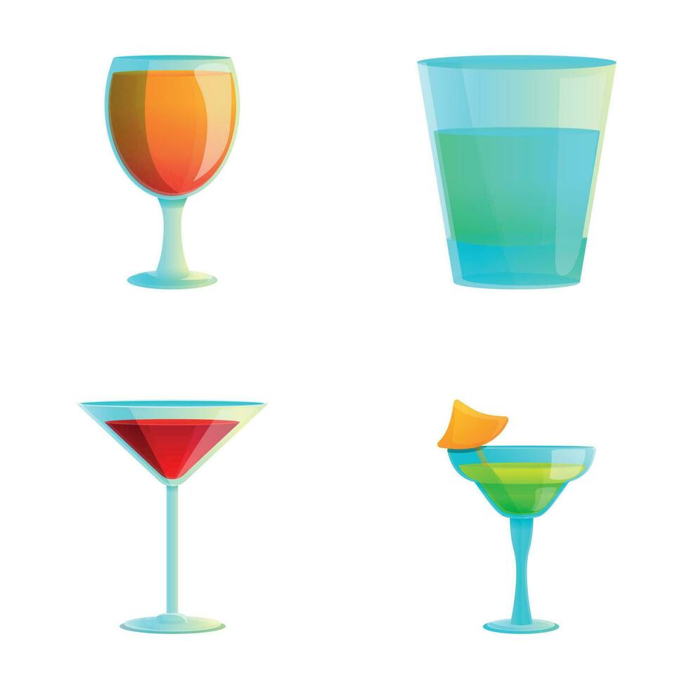 Cocktail Symbole einstellen Karikatur Vektor. verschiedene bunt Cocktail vektor
