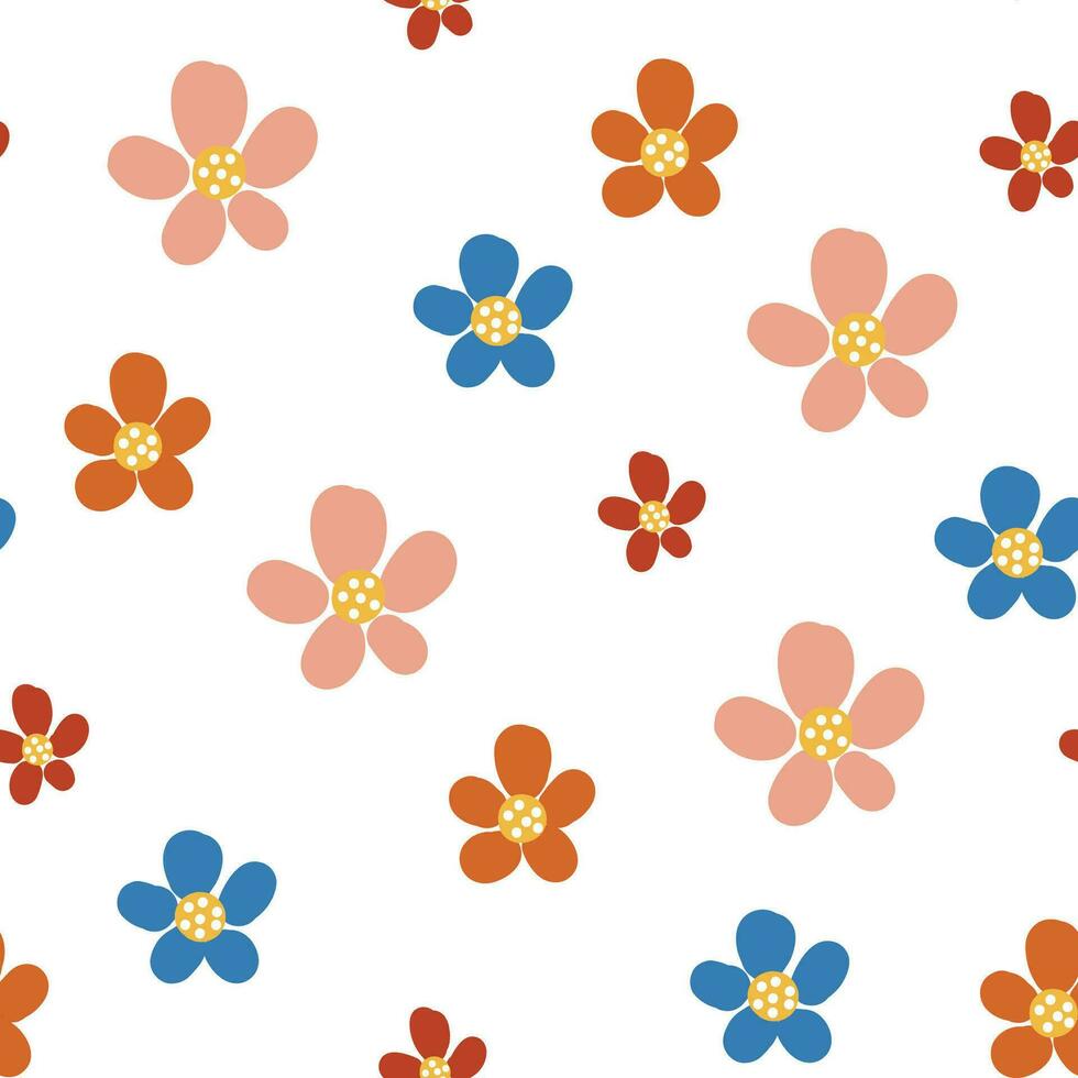 sömlös mönster av söt blomma hand dragen på vit bakgrund.blommig.naturbild för kort, affisch, baby kläder.tryck skärm.kawaii.vektor.illustration.illustrator. vektor