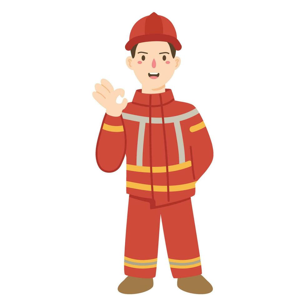 en enkel teckning av en brandman vektor