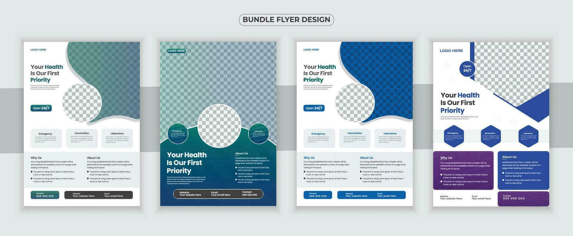 medicinsk flygblad eller dl flygblad och kuggstång kort design mall och medicinsk broschyr design vektor