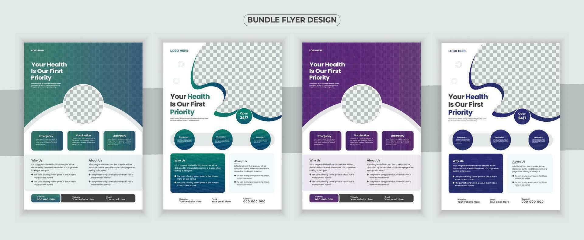 medizinisch Flyer oder dl Flyer und Gestell Karte Design Vorlage und medizinisch Broschüre Design vektor