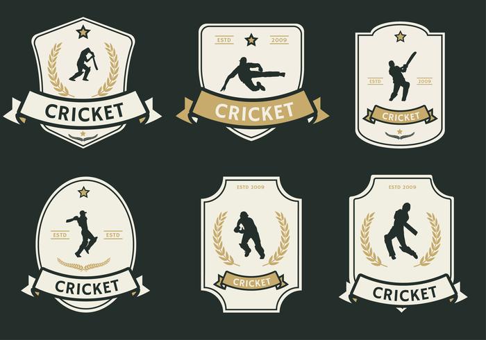 cricket spelare etikett vektor pack
