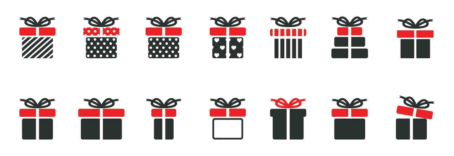 Geschenk Box Satz. Vektor Geschenk Kisten isoliert auf Weiß Hintergrund