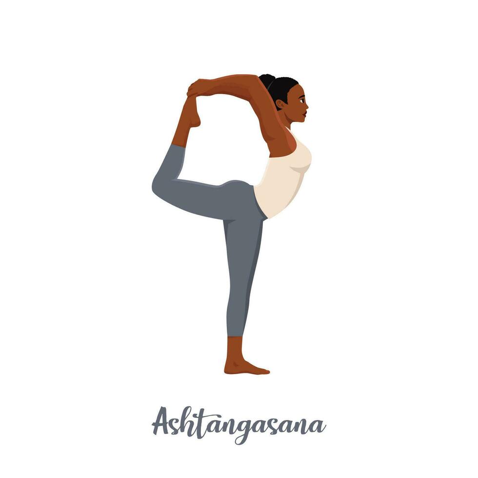 kvinna håller på med åtta-lemmad yoga utgör ashtangasana. vektor