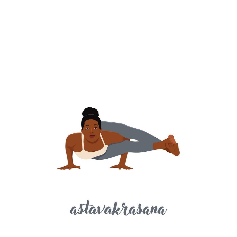 frau, die yoga praktiziert, armstand astavakrasana macht, asymmetrische armbalance-acht-winkel-pose. flache vektorillustration lokalisiert auf weißem hintergrund vektor