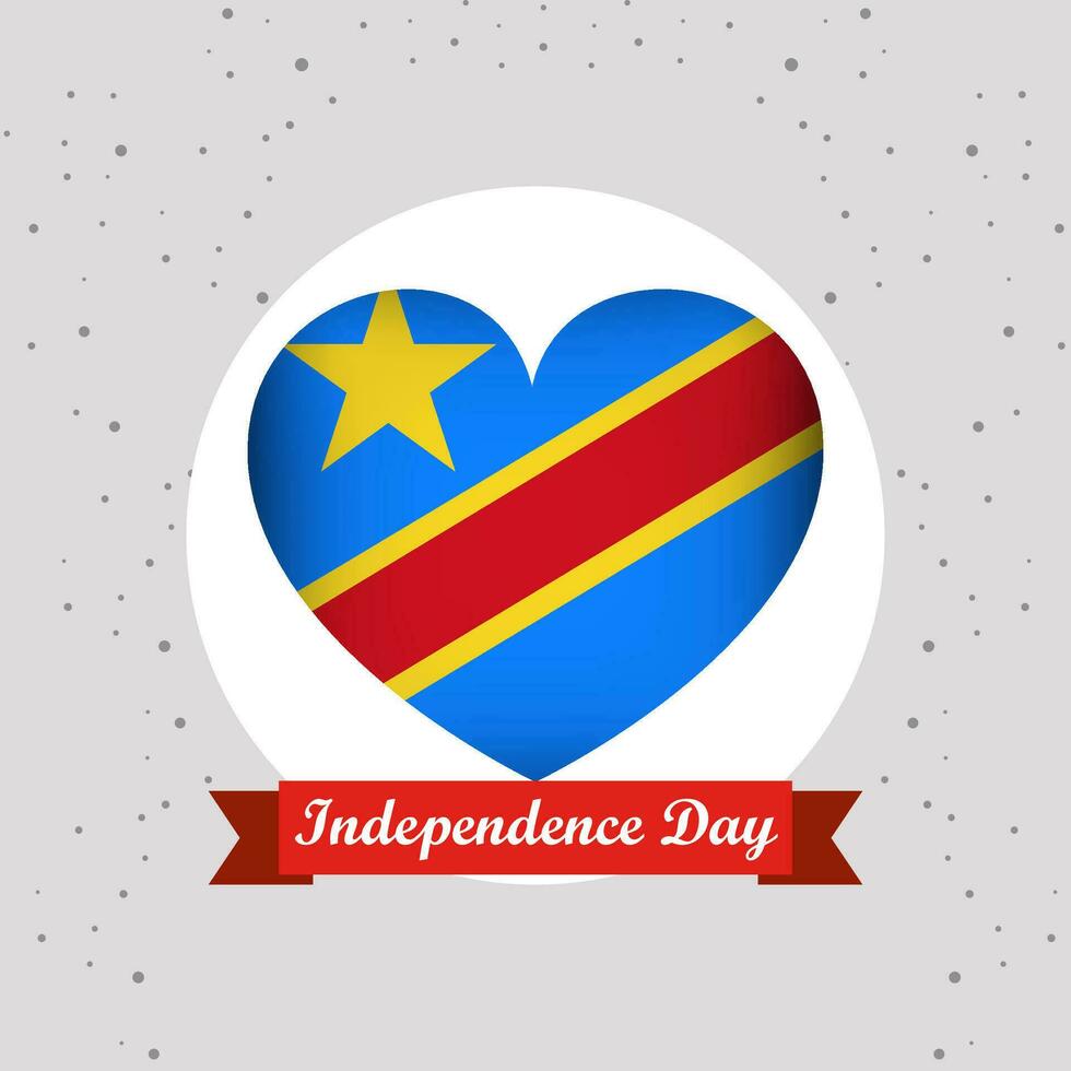 demokratisk republik av de kongo oberoende dag med hjärta emblem design vektor