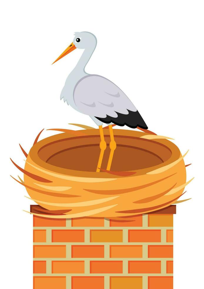 Storch Nest Clip Art Vektor eben Design. Nest zum Vögel