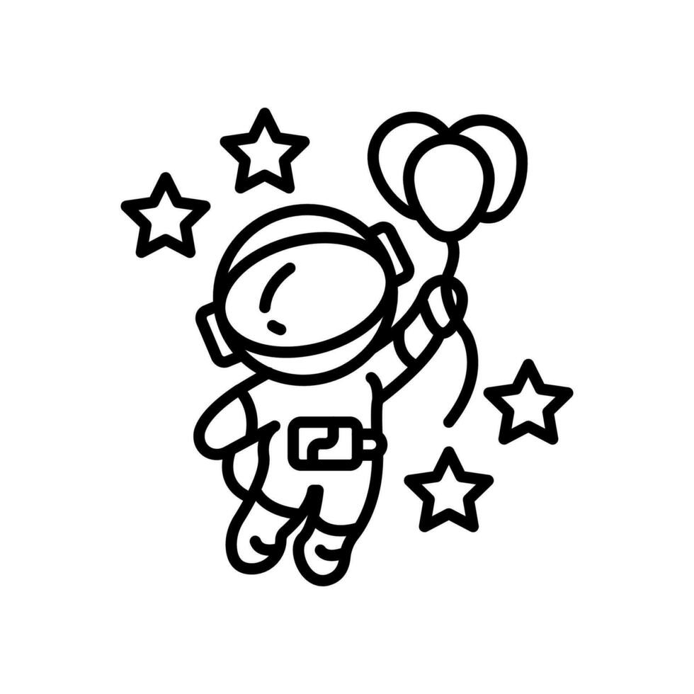 Astronaut mit Luftballons Symbol im Vektor. Illustration vektor