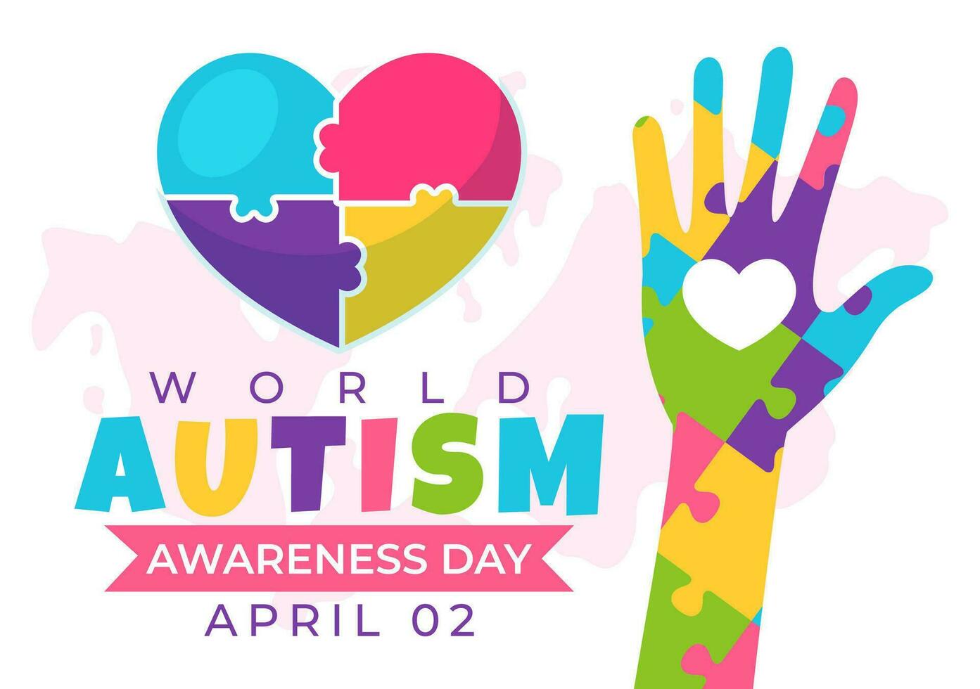 Welt Autismus Bewusstsein Tag Vektor Illustration mit Band von Puzzle Stücke im Gesundheitswesen eben Hintergrund Design