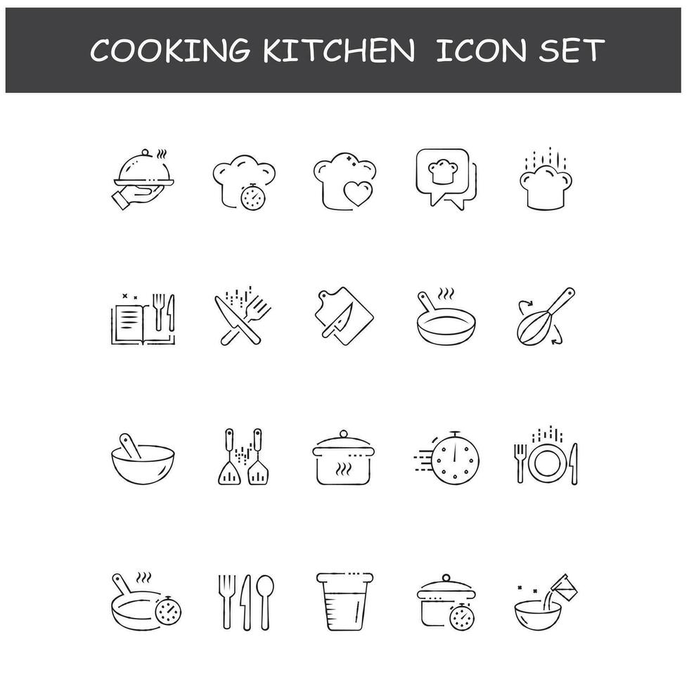 uppsättning av matlagning vektor illustration ikon design