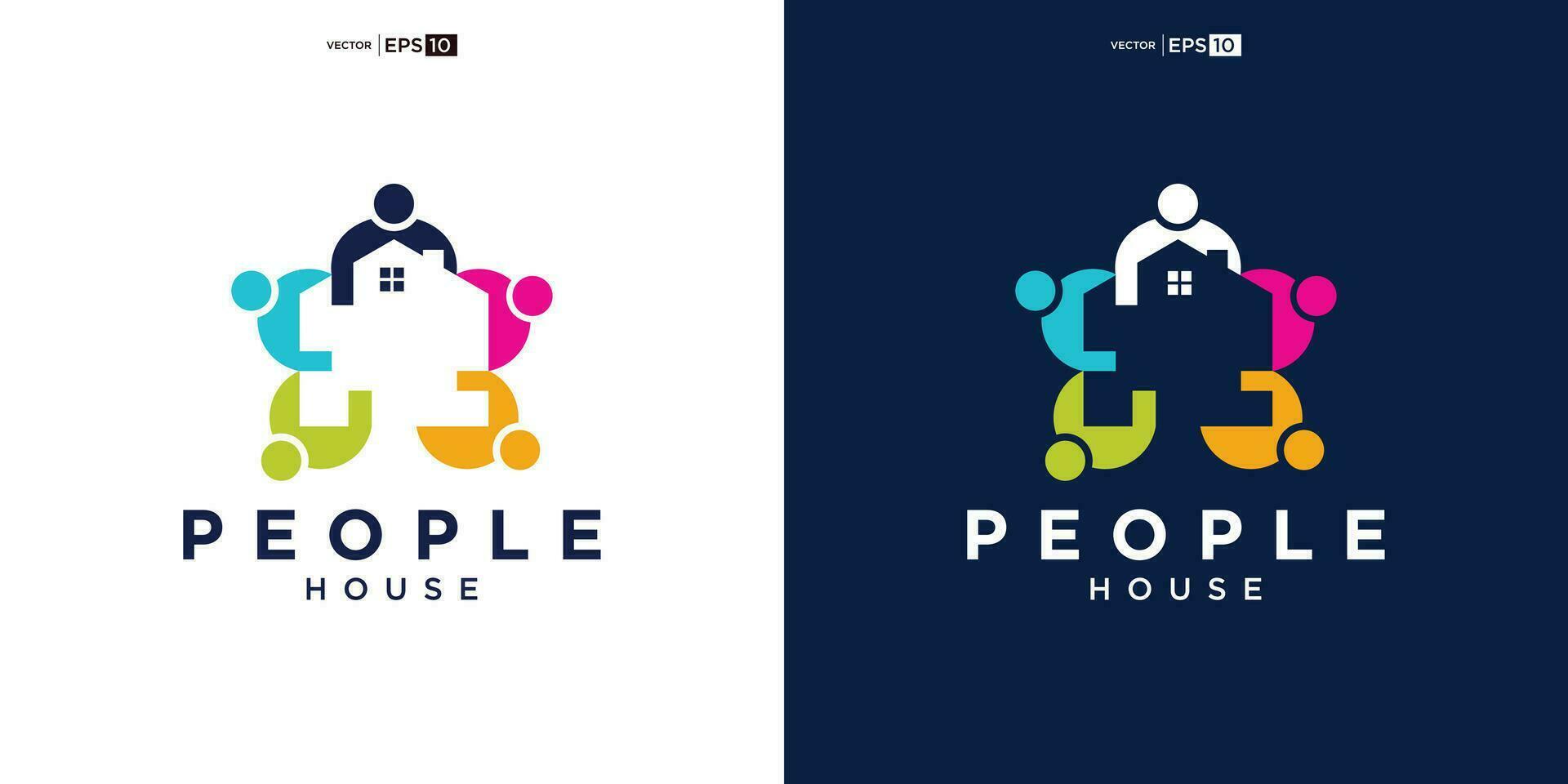 Haus Zuhause Menschen Mensch Mannschaft Arbeit Familie Logo Design Inspiration vektor