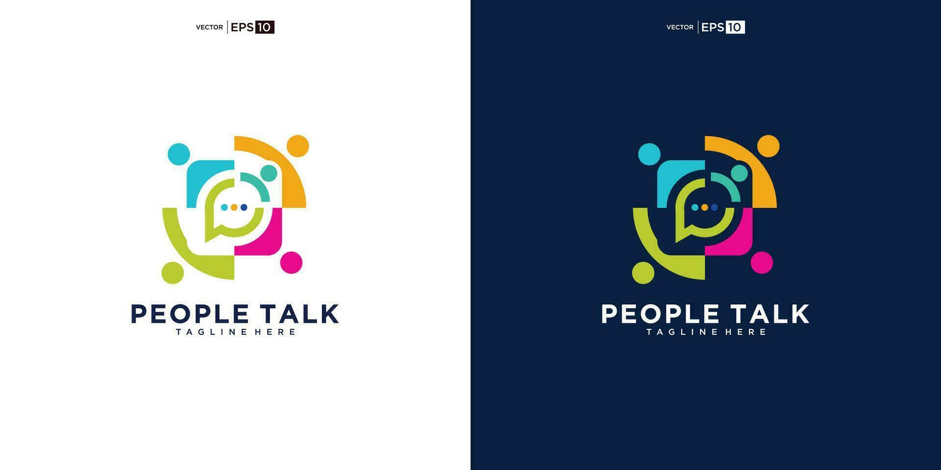 människor pratar med bubble chat logo design inspiration vektor