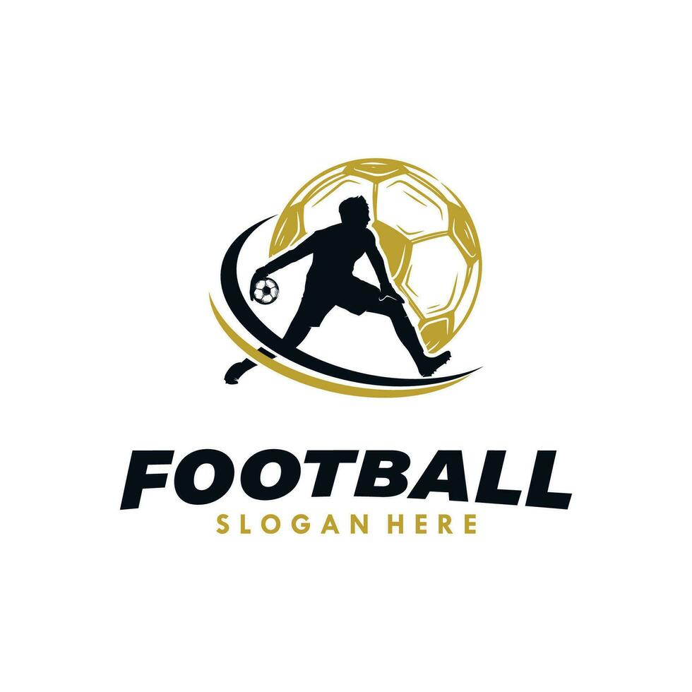 fotboll spelare logotyp design vektor illustration