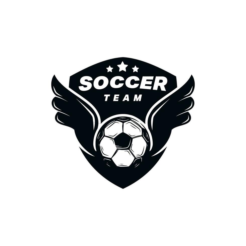 fotboll boll med spridning vingar logotyp design vektor