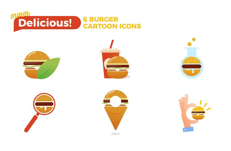 Burger-Karikatur-Ikonensatz. Fast-Food-Lieferung Logo Konzept. Vektor-Illustration vektor