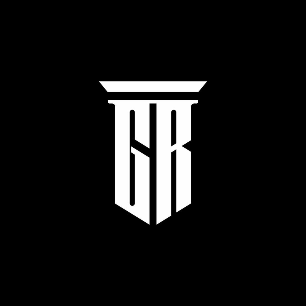 gr-Monogramm-Logo mit Emblem-Stil auf schwarzem Hintergrund isoliert vektor