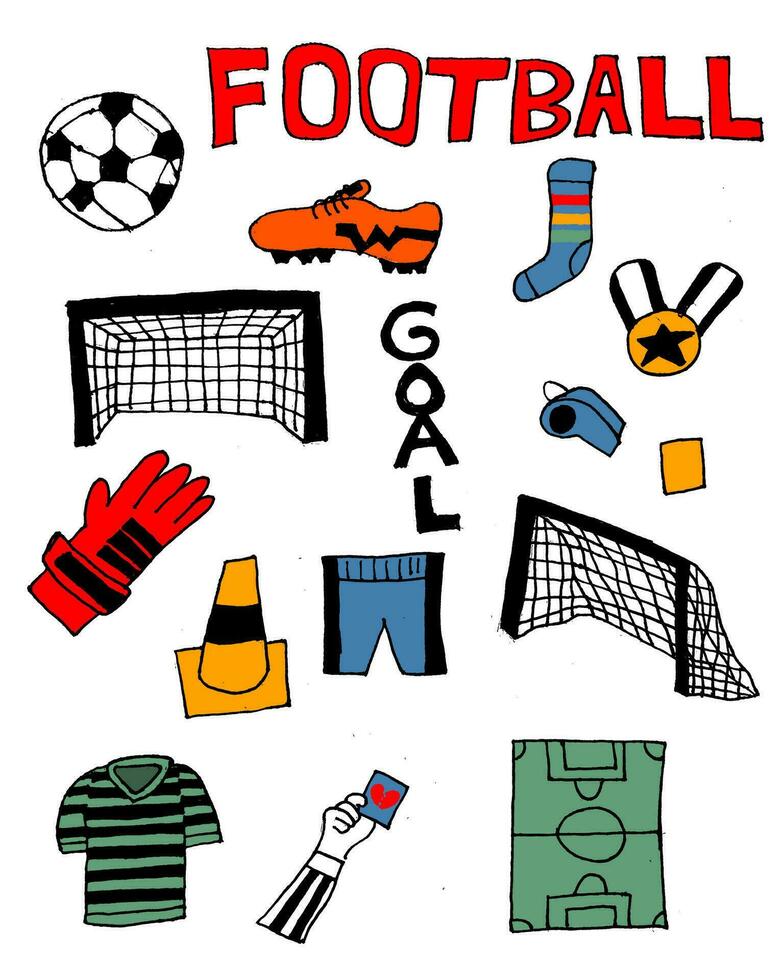 Kinder Zeichnung Fußball Gekritzel Illustration vektor