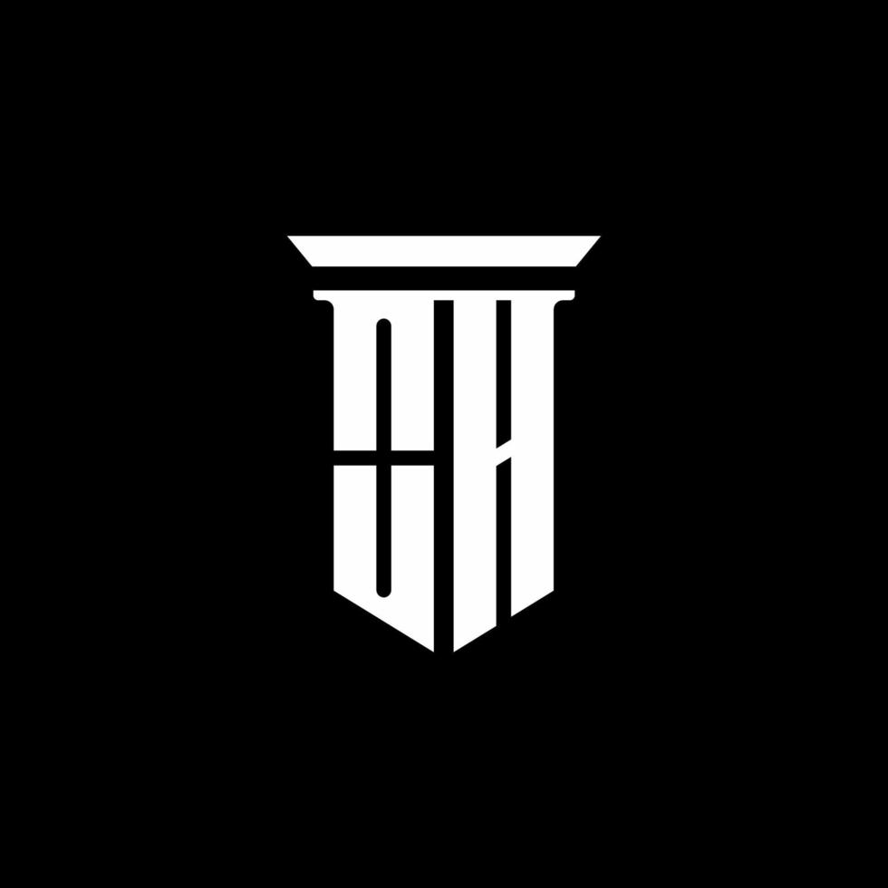 oh monogram logotyp med emblem stil isolerad på svart bakgrund vektor